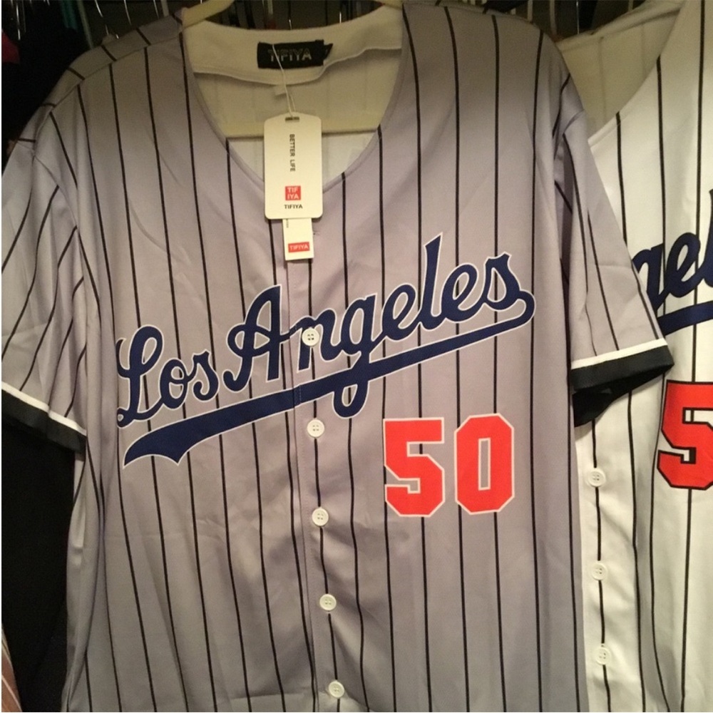 Majestic Los Angeles Gray and Blue Men's Jersey